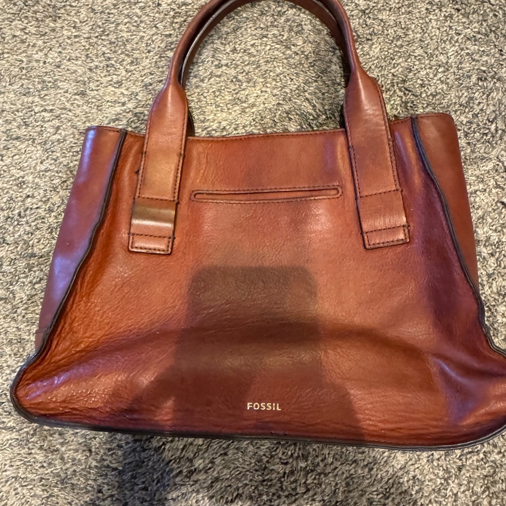 Fossil Rich Brown Leather Tote